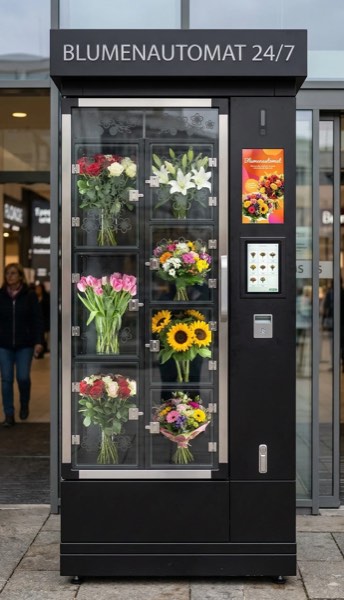 Produktvisualisierung des modularen FLORA Blumenautomaten