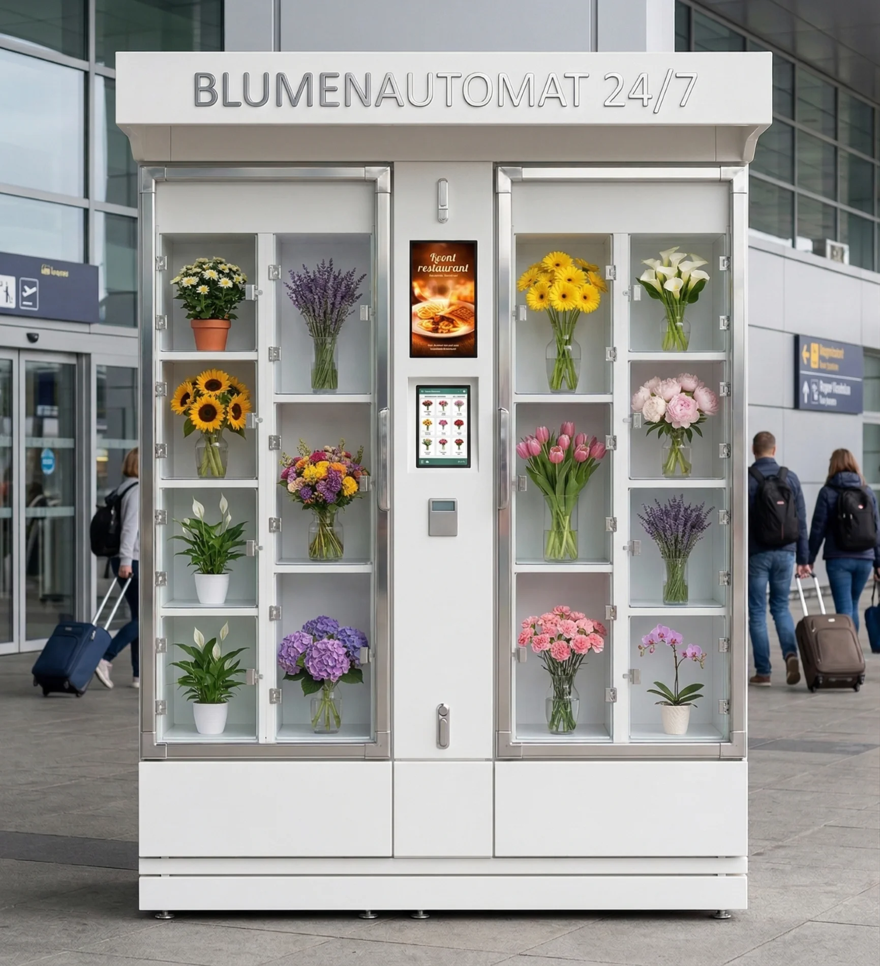 FLORA M2 Blumenautomat an einem Flughafen